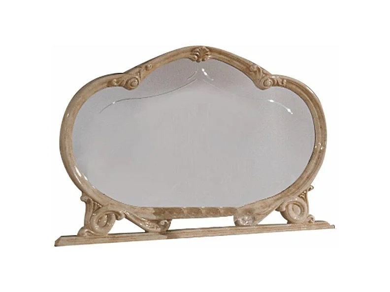 Miroir mural bois vernis laqué brillant beige Lesly 130cm