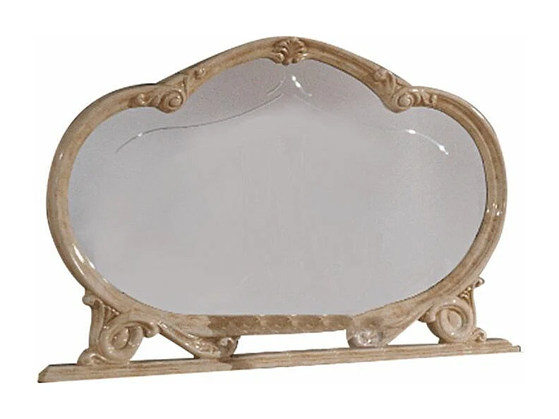 Miroir mural bois vernis laqué brillant beige Lesly 130cm