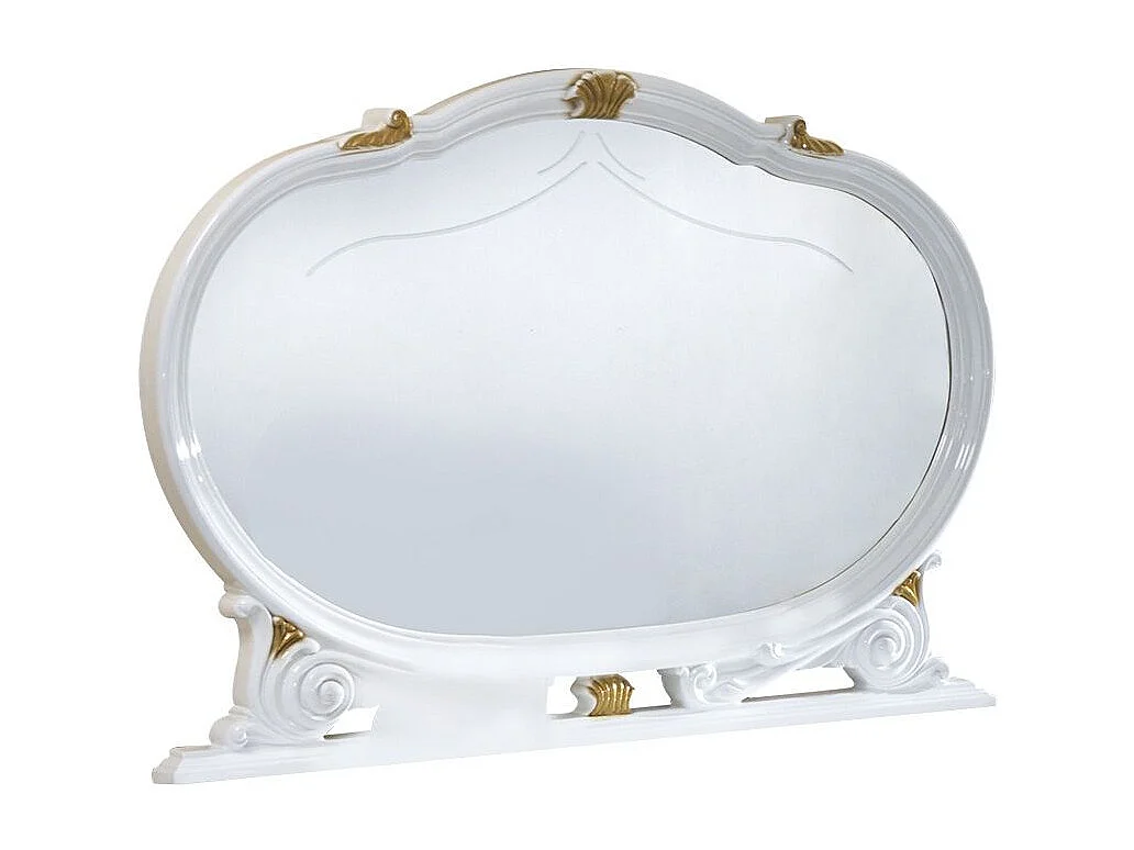 Lesly wit en goud glanzend gelakt gelakt houten wandspiegel 130 cm