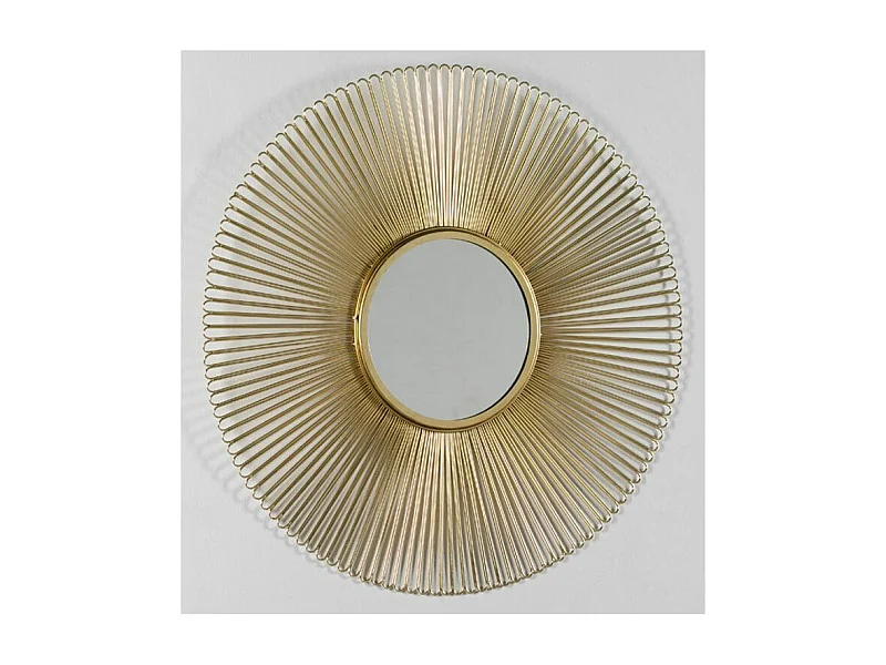 Espejo de pared redondo de metal dorado Rary 2