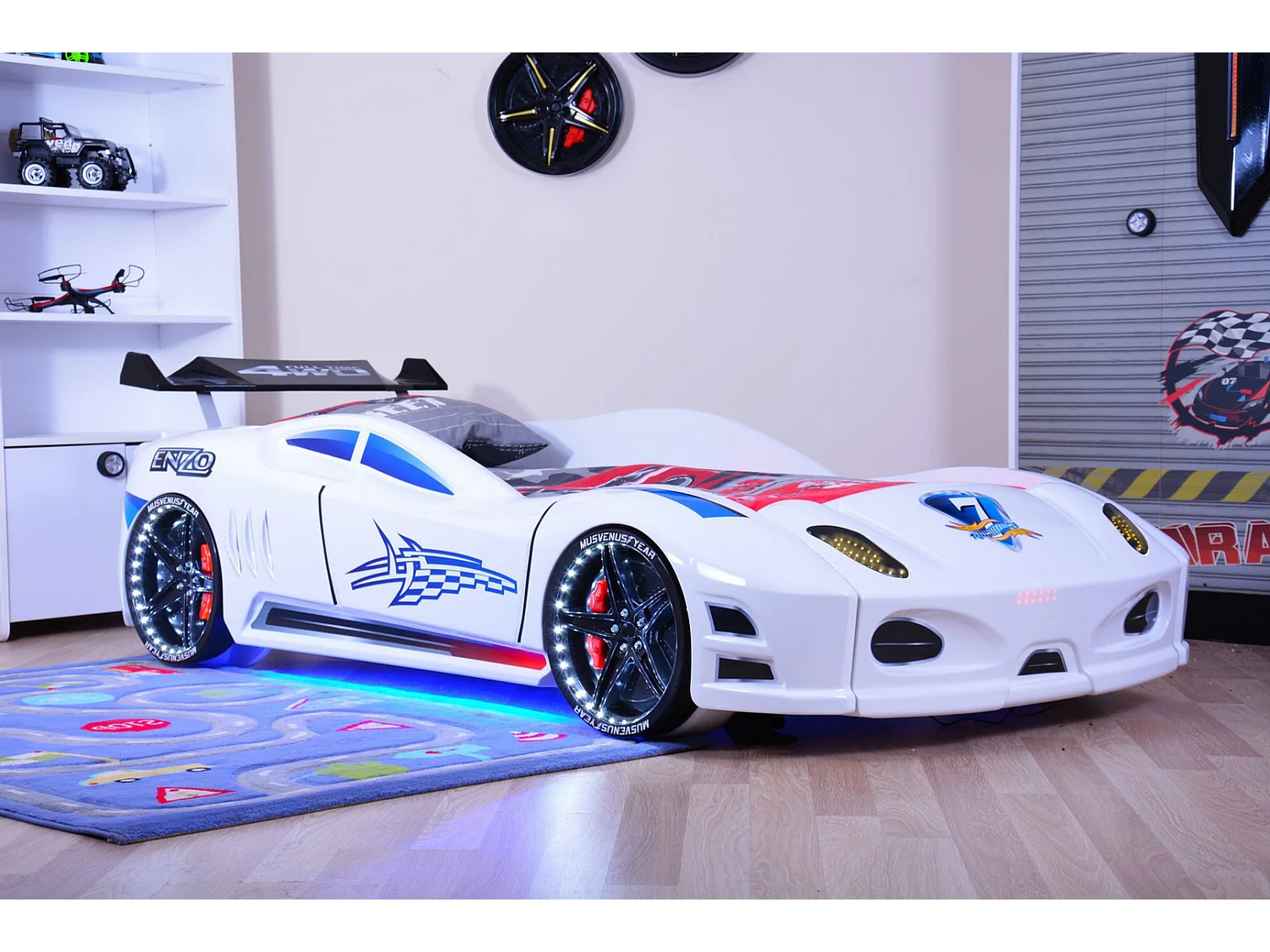 Lit voiture turbo V7 rouge à Led