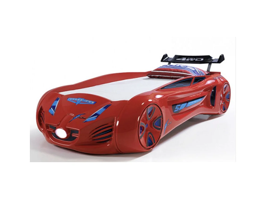 Lit voiture enfant futuriste rouge à Led avec effets sonores 90x190