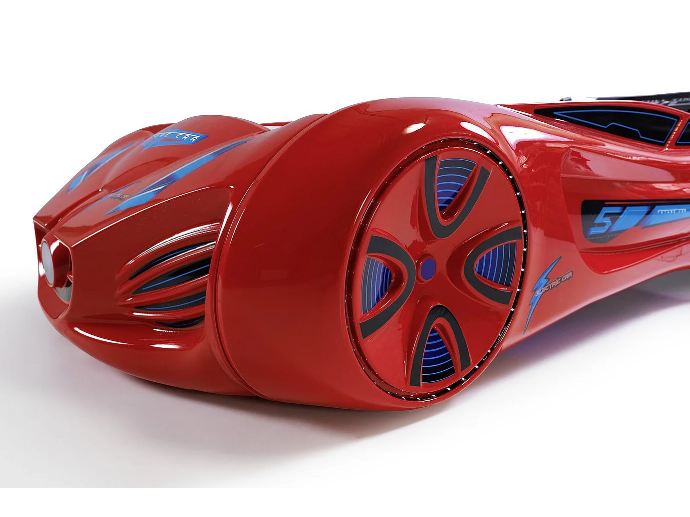 Lit voiture enfant futuriste rouge à Led avec effets sonores 90x190