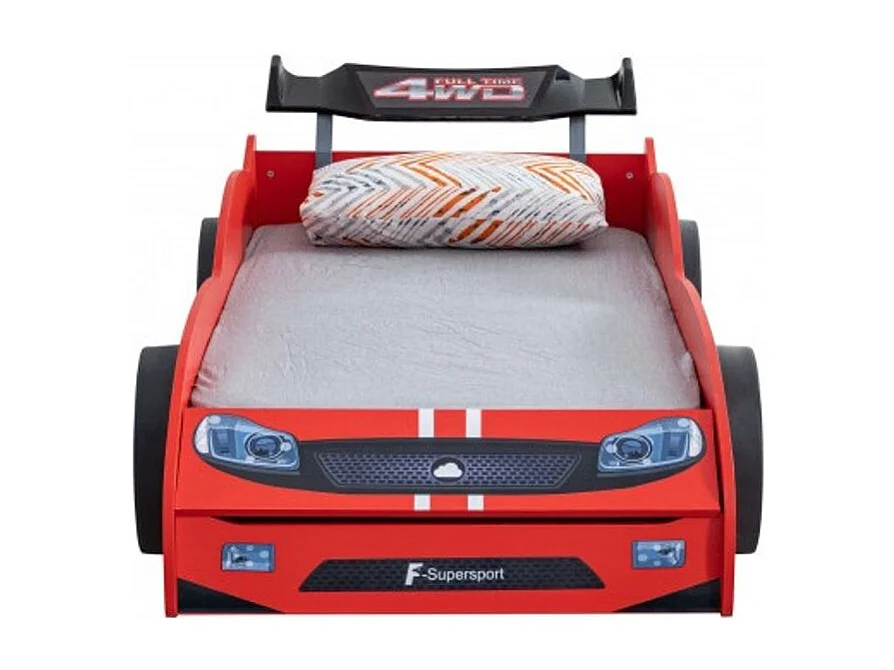 Lit voiture de course rouge avec coffre de rangement Fusio 90x190