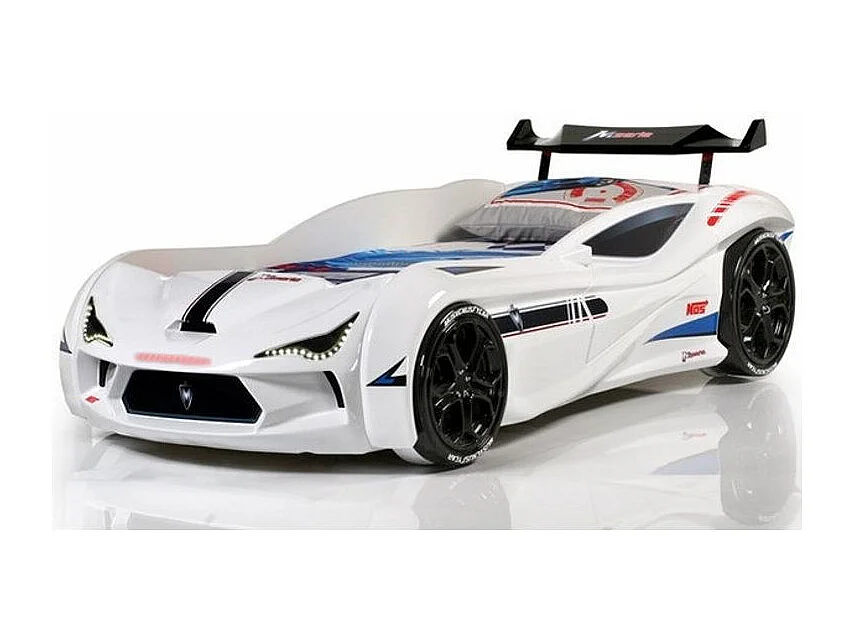 Lit voiture de course V5 blanc