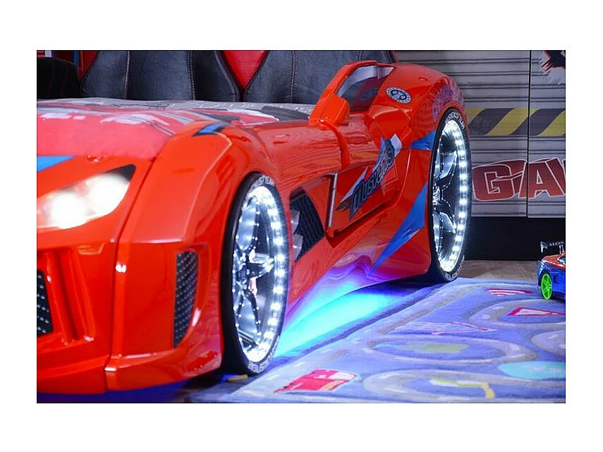 Lit voiture de course V5 blanc