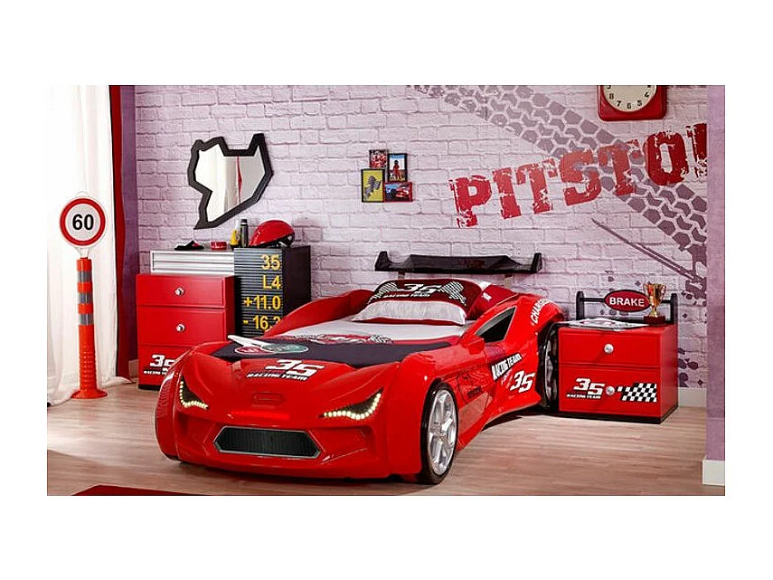 Lit voiture de course V5 blanc