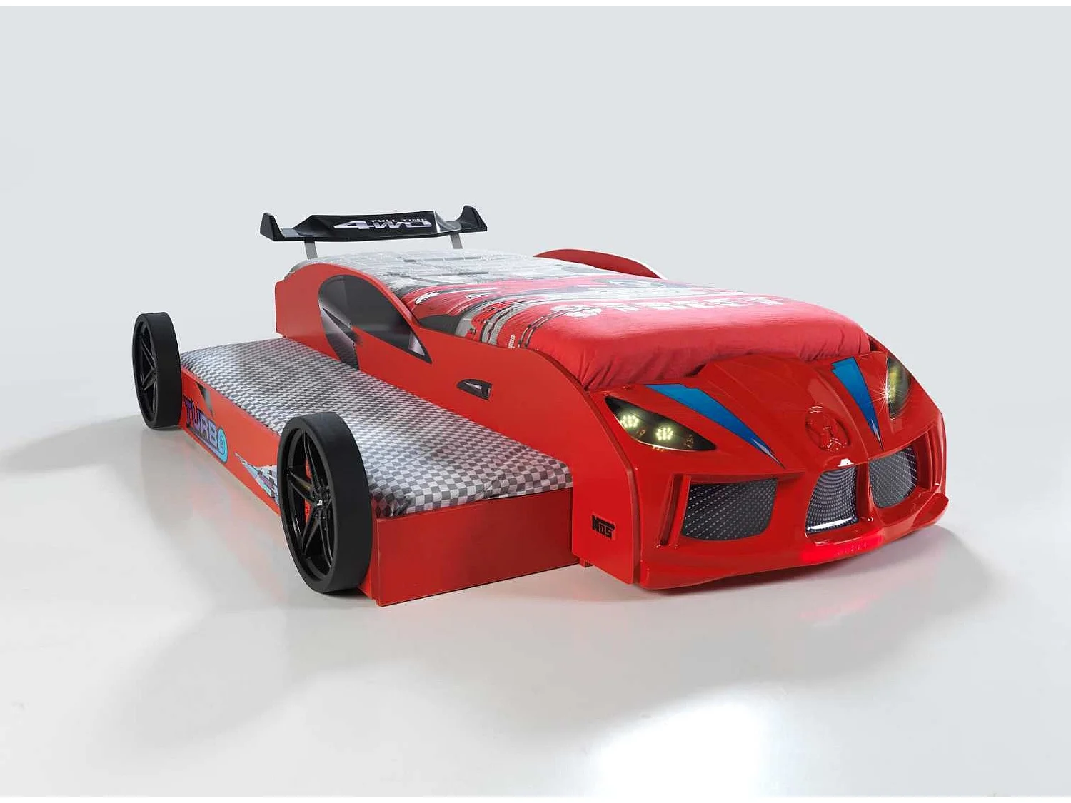 Lit voiture de course double couchage 90x190 Racing rouge