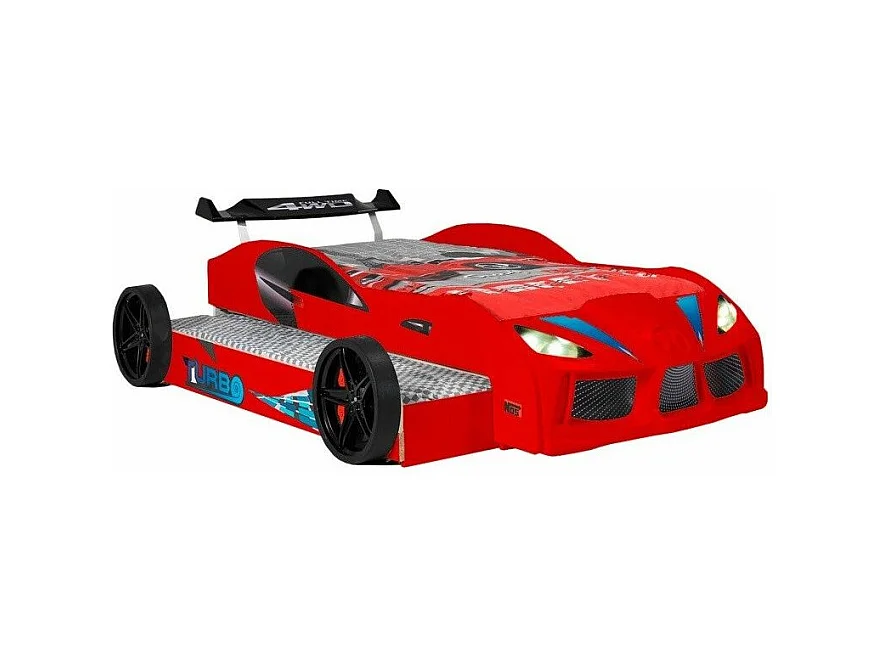 Lit voiture de course double couchage 90x190 Racing rouge