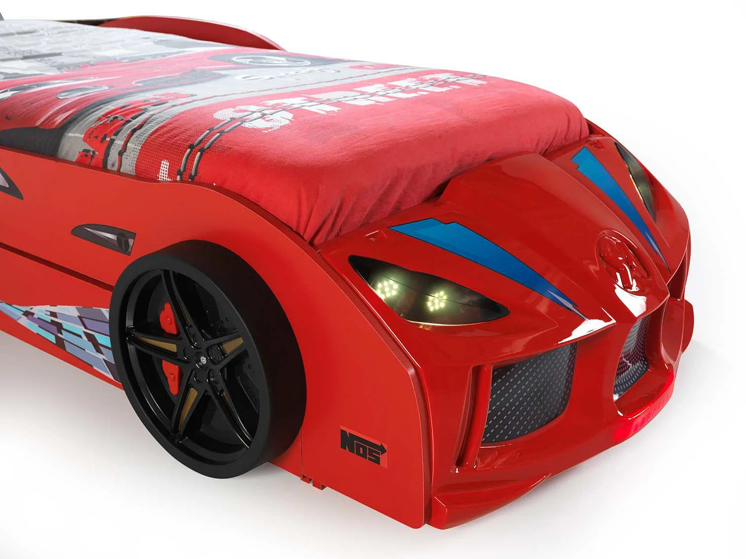 Lit voiture de course double couchage 90x190 Racing rouge