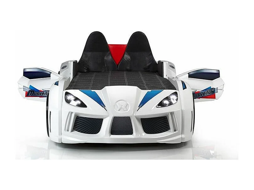 Lit voiture de sport blanc à Led avec effets sonores Competition 90x190 2