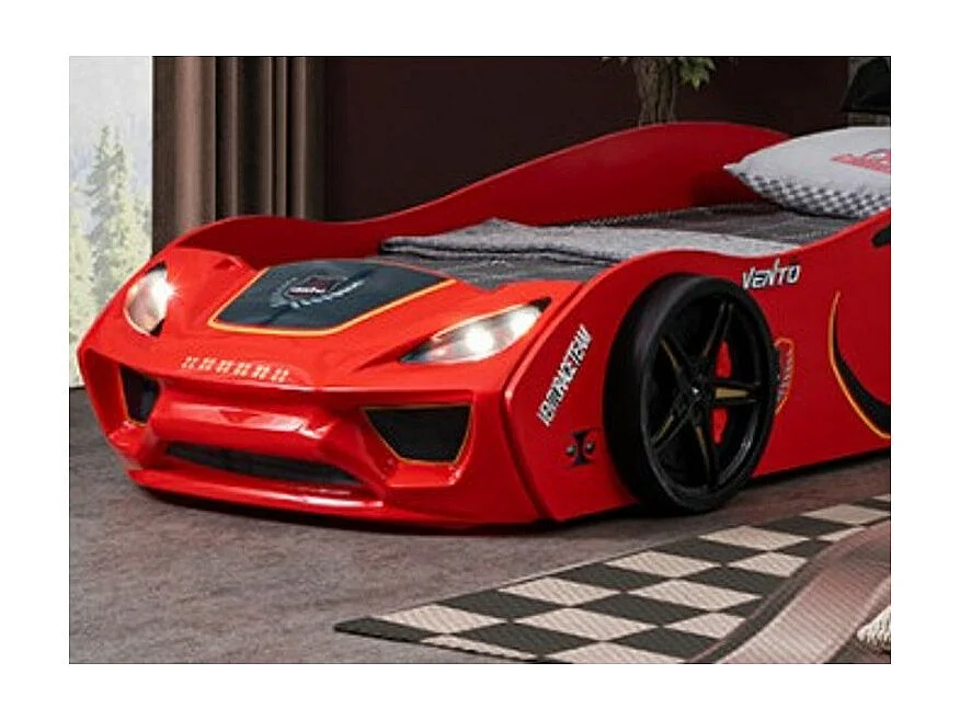 Lit voiture de course rouge avec phares Rino 90x190