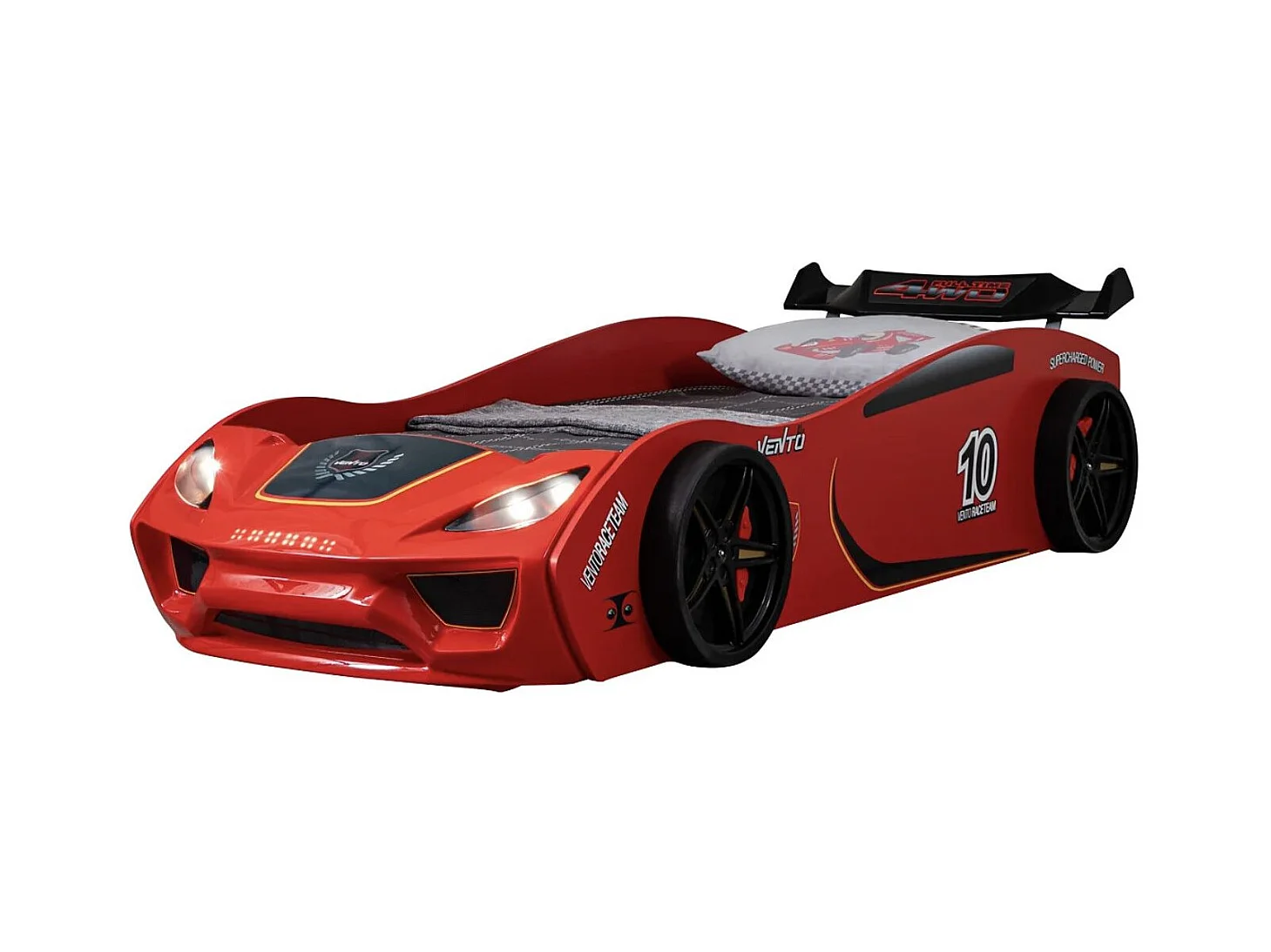 Lit voiture de course rouge avec phares Rino 90x190