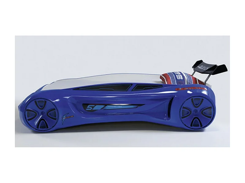 Futuristisch blauw LED kinderautobed ​​met geluidseffecten 90x190 cm