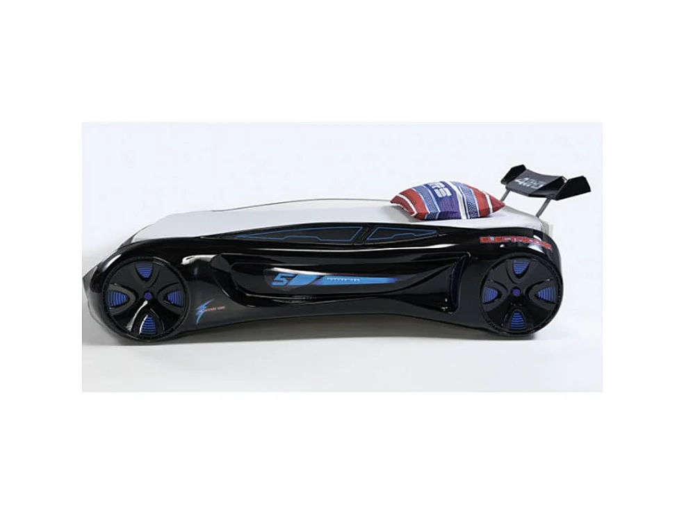 Lit voiture enfant futuriste noir à Led avec effets sonores 90x190
