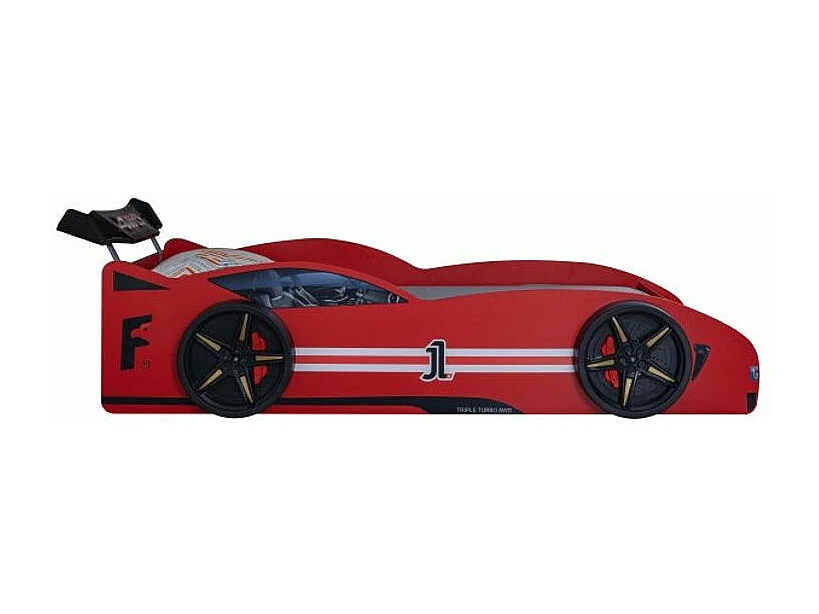 Lit voiture de course blanche avec coffre de rangement Fusio 90x190