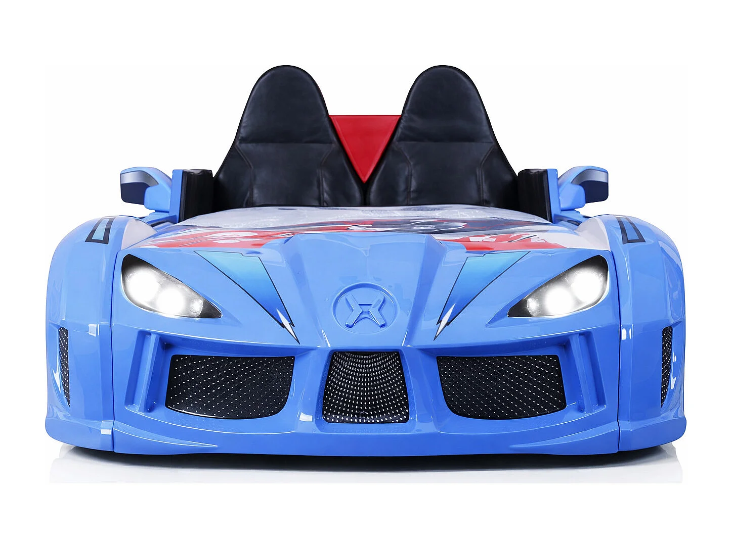 Lit voiture de sport COMPETITION à LED et effets sonores – 90x190-Bleu