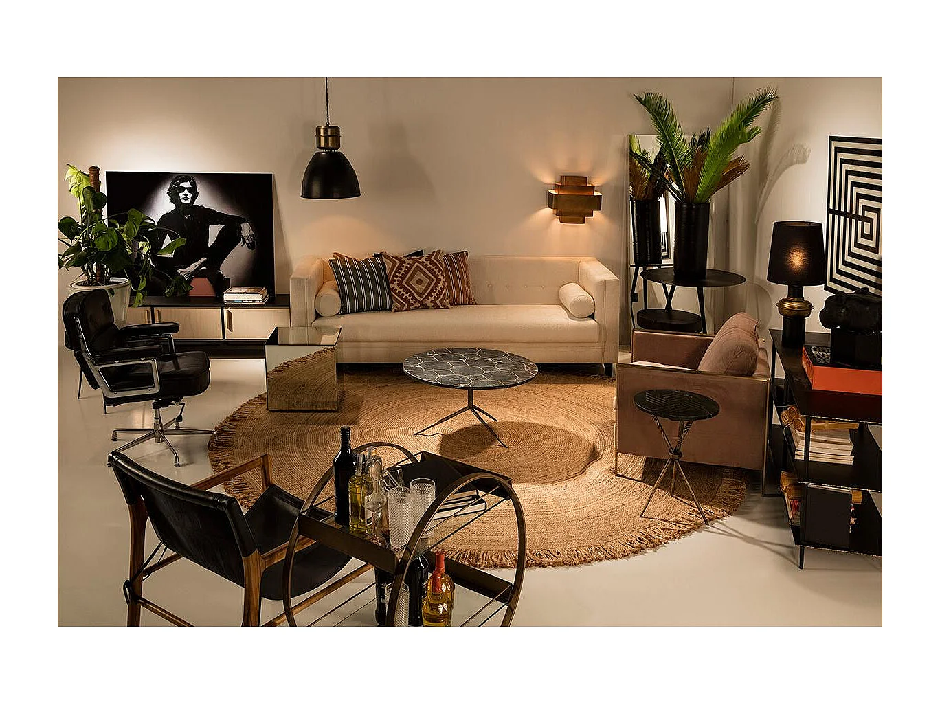 Suspension métal noir et doré Tokke D 46 x H 54cm