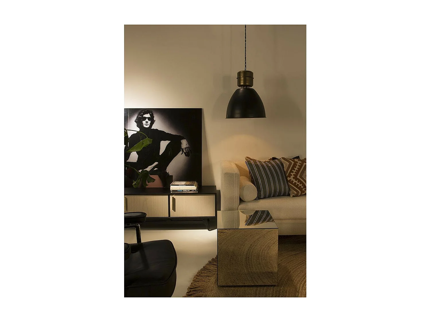 Suspension métal noir et doré Tokke D 46 x H 54cm