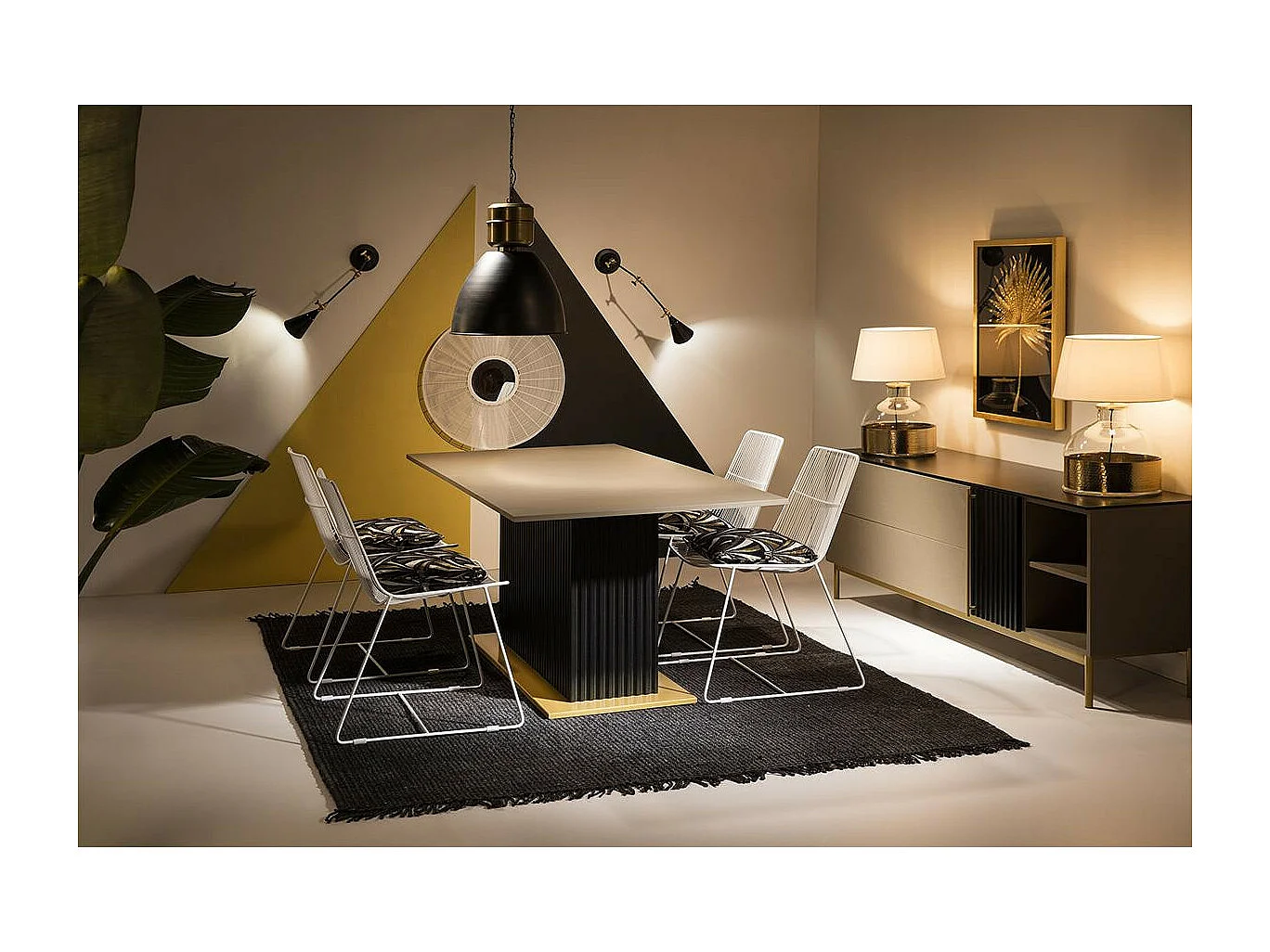 Suspension métal noir et doré Tokke D 46 x H 54cm