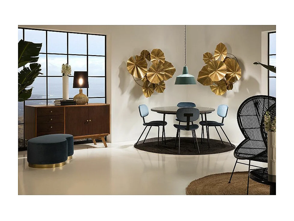 Wit en blauwe metalen hanglamp Priou D 45 x H 40 cm