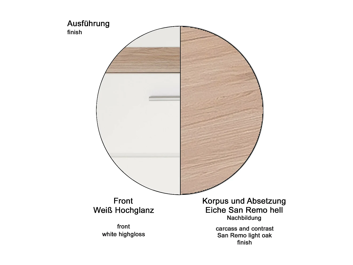 Armoire de rangement 1 porte miroir 1 porte blanc brillant et chêne clair Varok 62cm