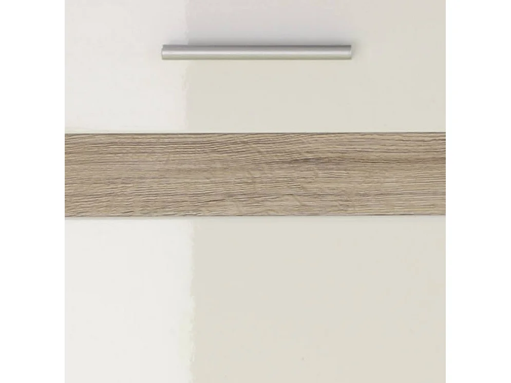 Armoire de rangement 1 porte miroir 1 porte blanc brillant et chêne clair Varok 62cm