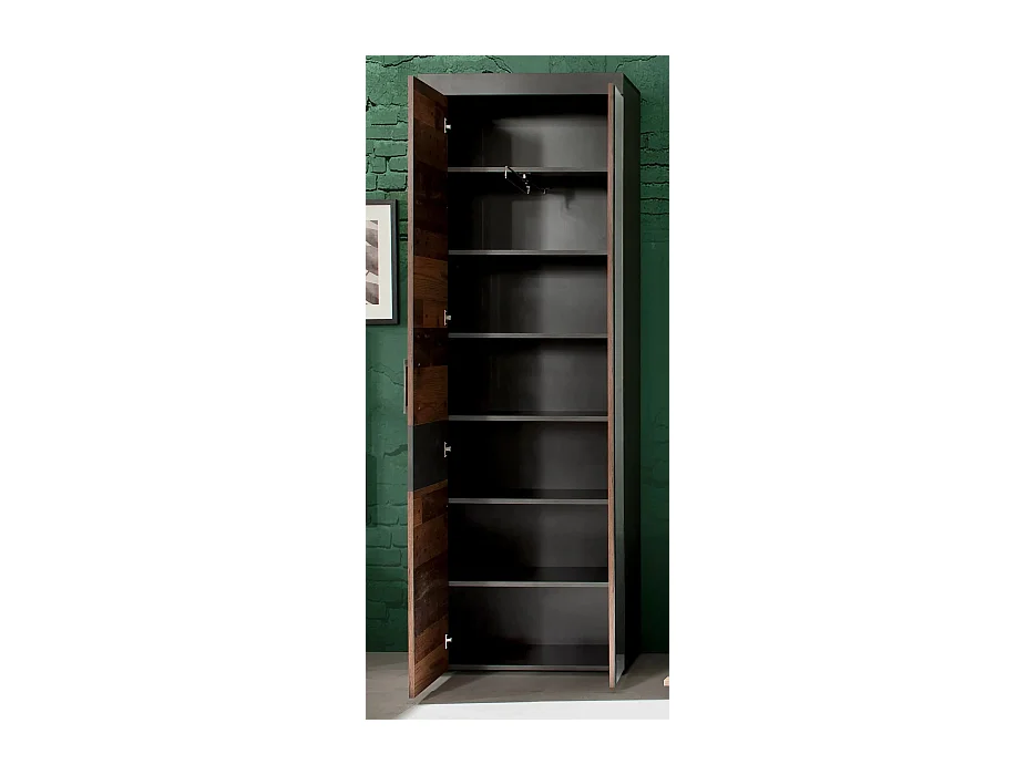 Juego de muebles de entrada de 3 piezas en roble oscuro y gris con espejo Orcel