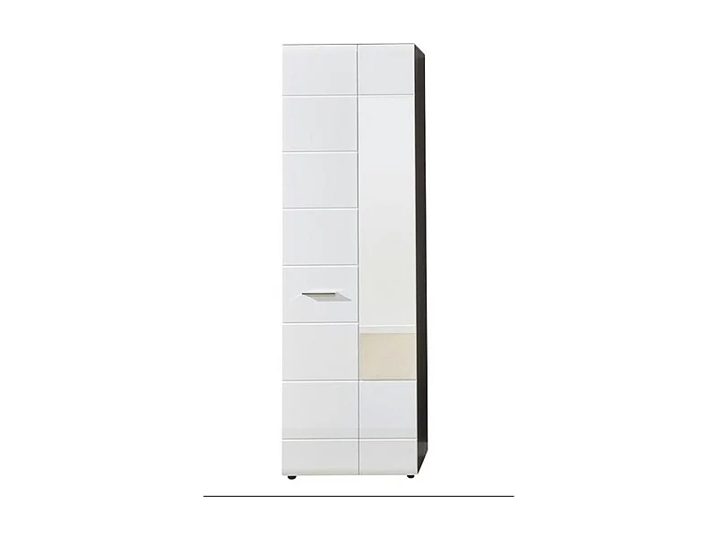 Armoire de rangement 2 portes mélaminé blanc et gris avec miroir Bezzi