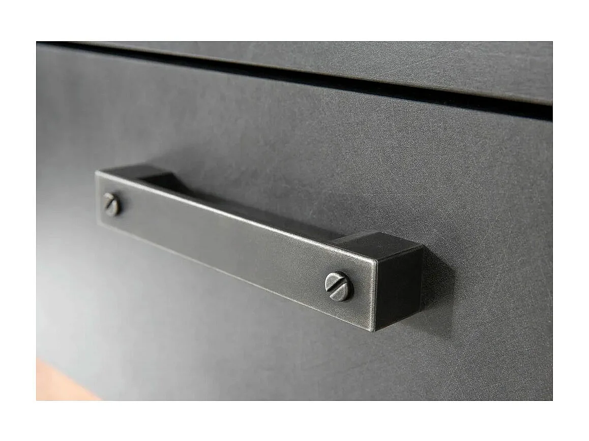 Ensemble meuble d'entrée 2 pièces chêne foncé et gris avec miroir Orcel