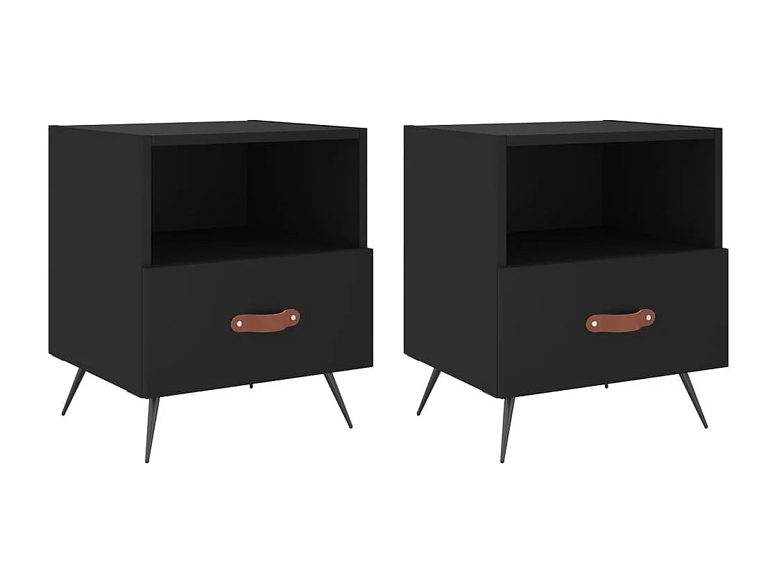 Tables de chevet 2 pcs noir 40x35x47,5 cm bois d’ingénierie
