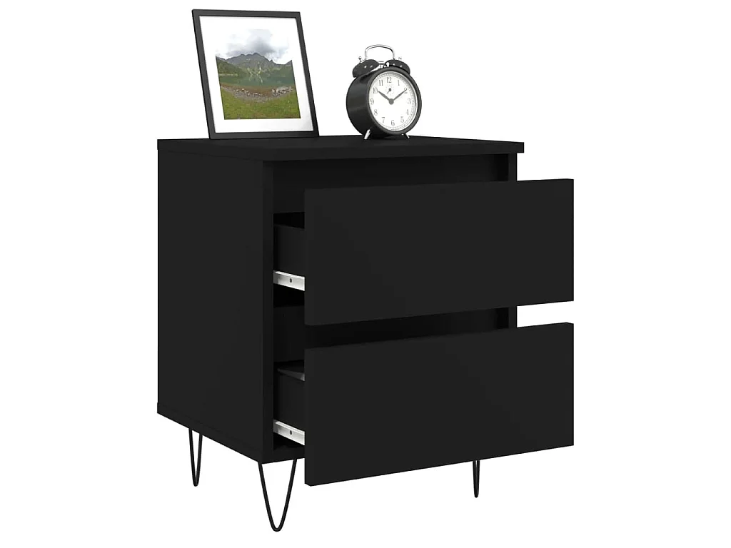 Comodino Nero 40x35x50 cm in Legno Multistrato