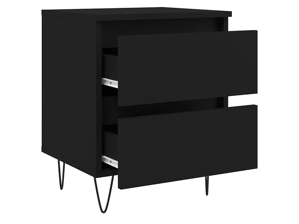 Comodino Nero 40x35x50 cm in Legno Multistrato