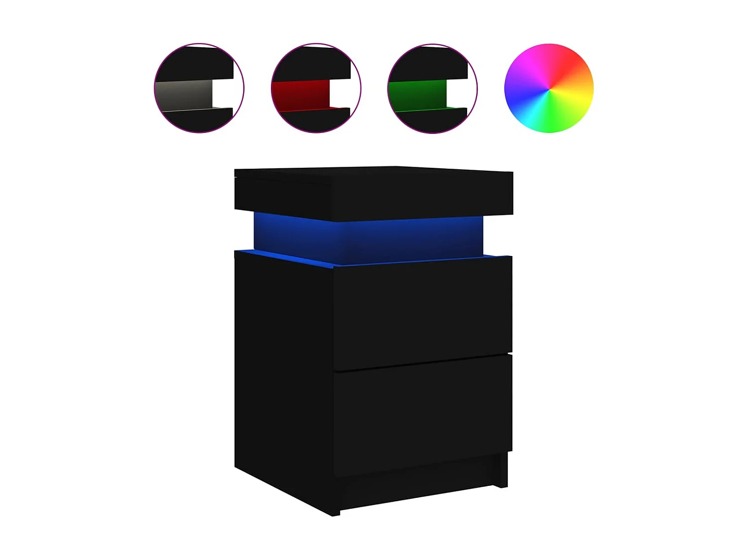 Mesitas de noche con luces LED 2 unidades negro 35x39x55 cm