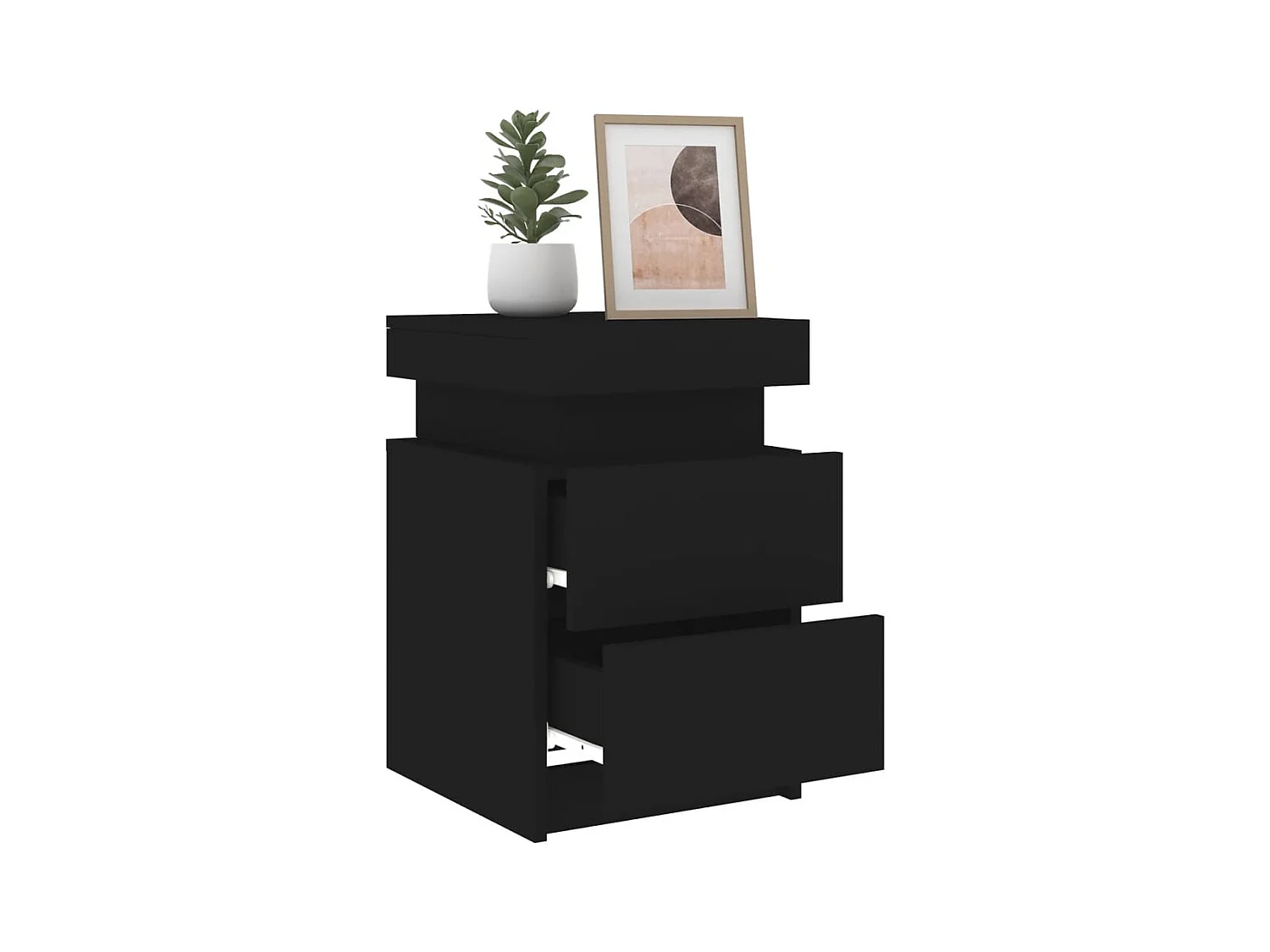 Tables de chevet avec lumières LED 2 pcs noir 35x39x55 cm