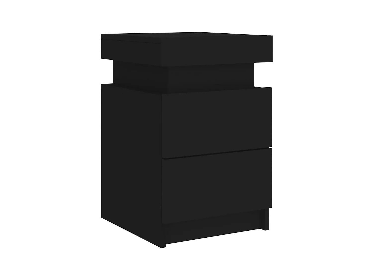 Tables de chevet avec lumières LED 2 pcs noir 35x39x55 cm