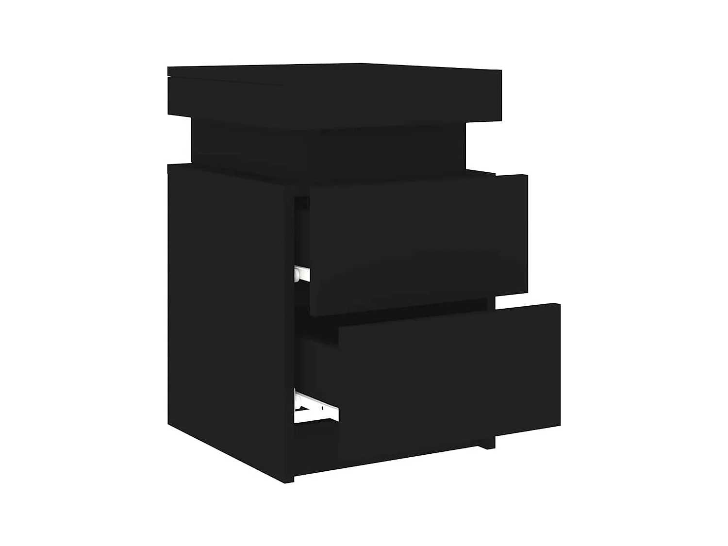 Tables de chevet avec lumières LED 2 pcs noir 35x39x55 cm