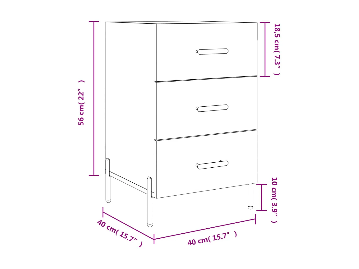 Table de chevet sonoma gris 40x40x66 cm bois d'ingénierie