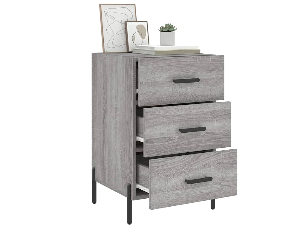 Mesa de cabeceira 40x40x66 cm derivados madeira cinzento sonoma