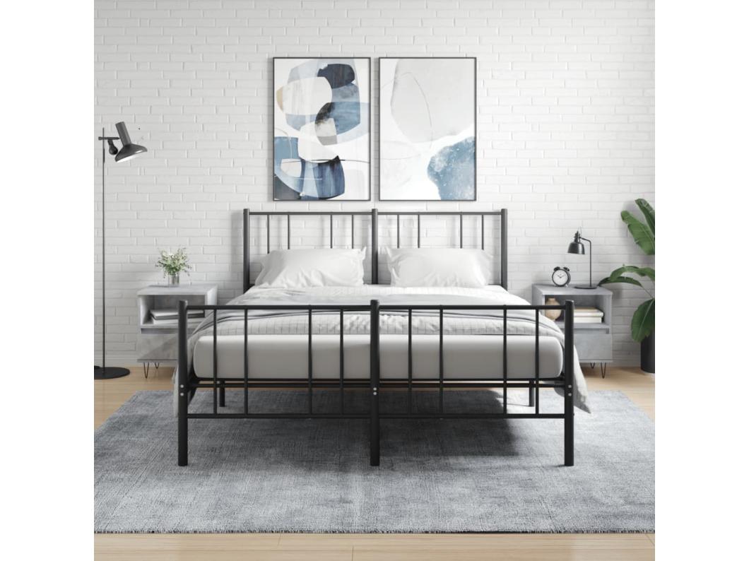 Zestaw 2 Szarych Szafek Nocnych Beton 40x35x50 cm Nowoczesne z Półką i Metalowymi Nóżkami