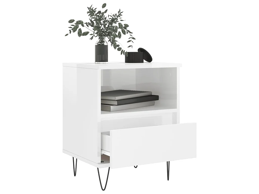 Table de chevet Blanc brillant 40x35x50 cm Bois d’ingénierie