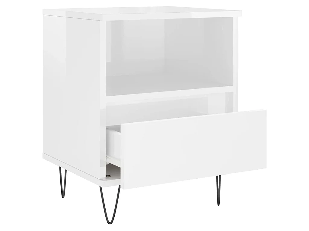Table de chevet Blanc brillant 40x35x50 cm Bois d’ingénierie