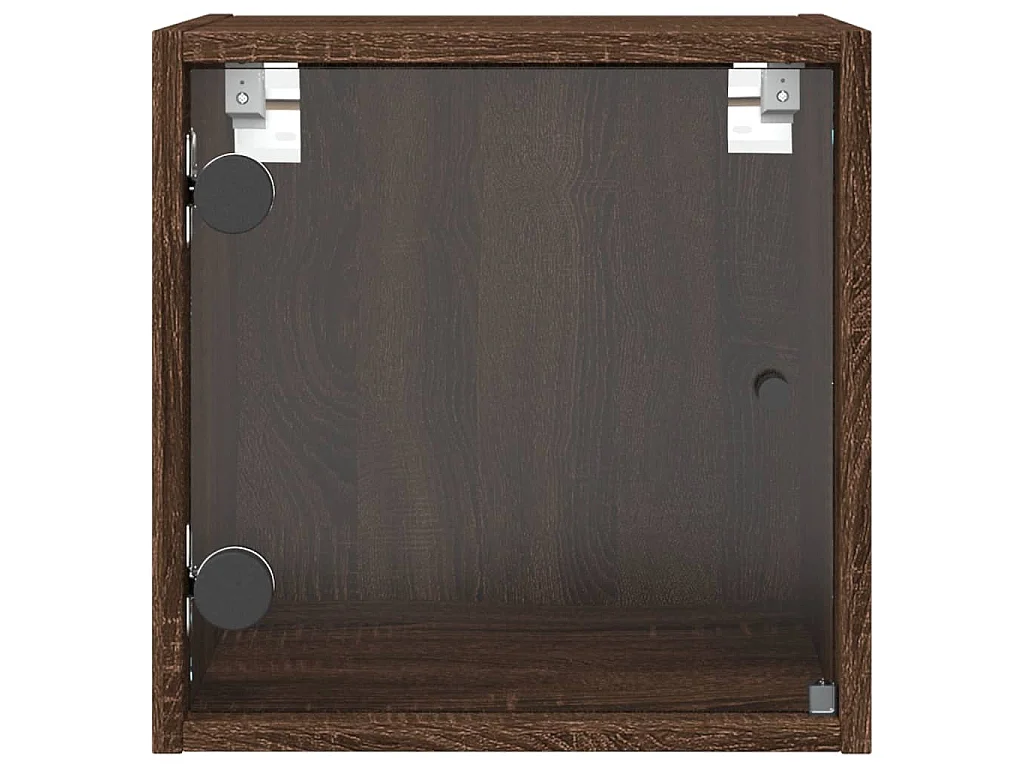 Table de chevet avec porte en verre chêne marron 35x37x35 cm
