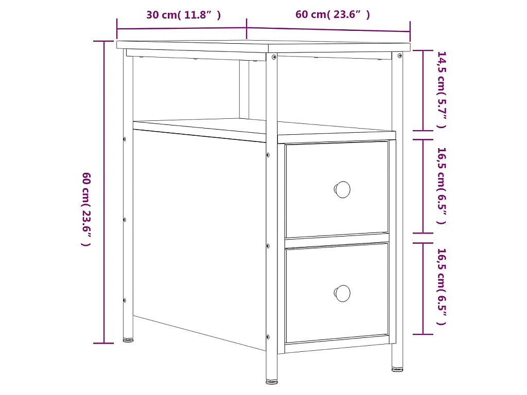 Nachttisch Sonoma-Eiche 30x60x60 cm Holzwerkstoff