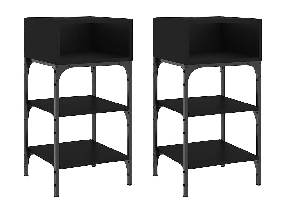 Comodini 2 pz Neri 35x34,5x70 cm in Legno Multistrato