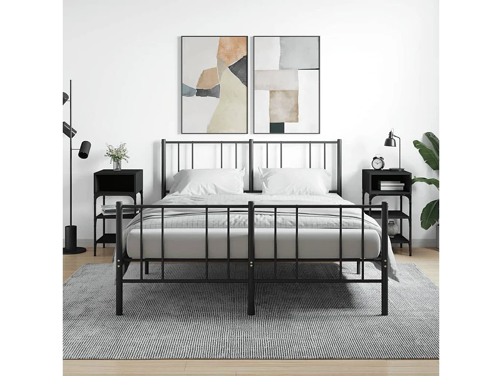 Comodini 2 pz Neri 35x34,5x70 cm in Legno Multistrato