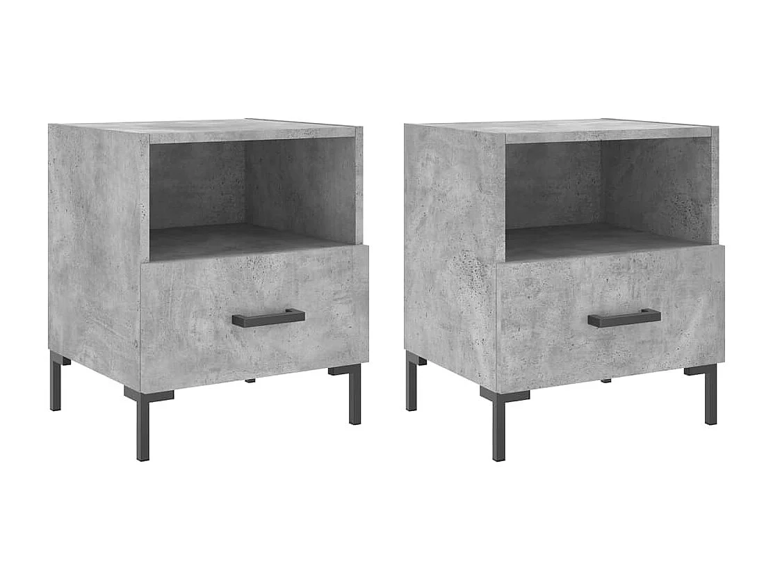 Mesas de cabeceira 2pcs derivados de madeira cinza cimento