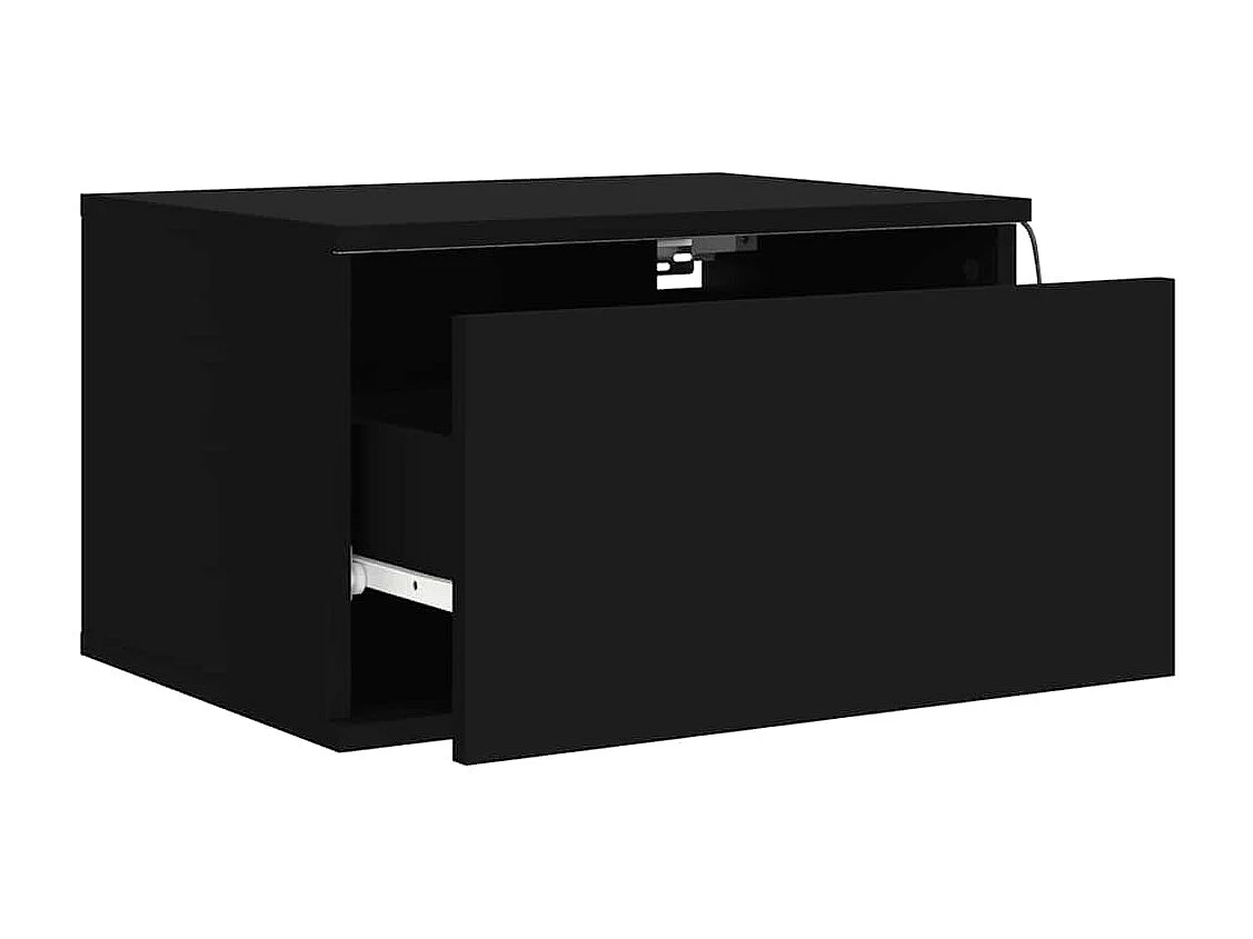 Mesita de noche de pared con luces LED negro