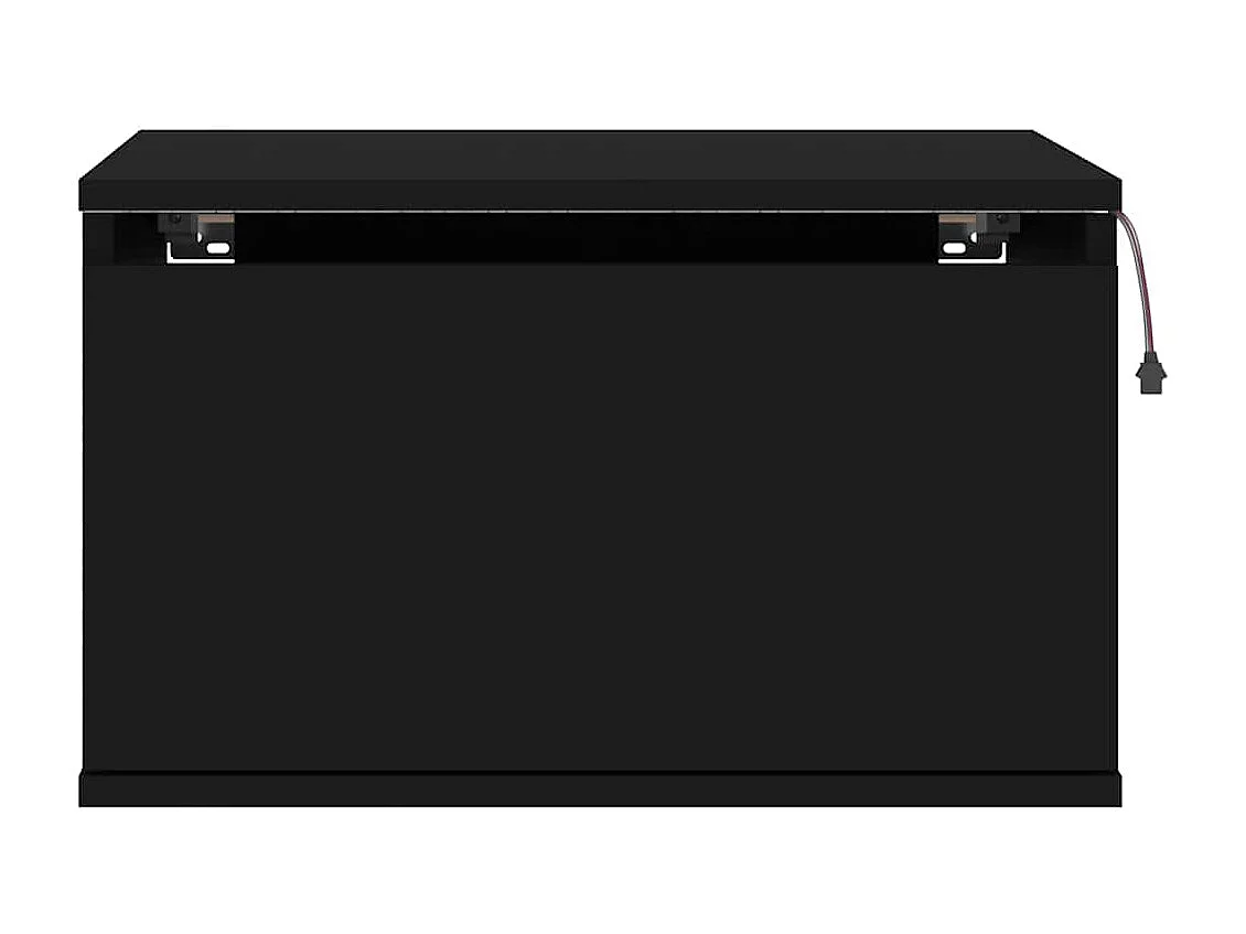 Mesita de noche de pared con luces LED negro
