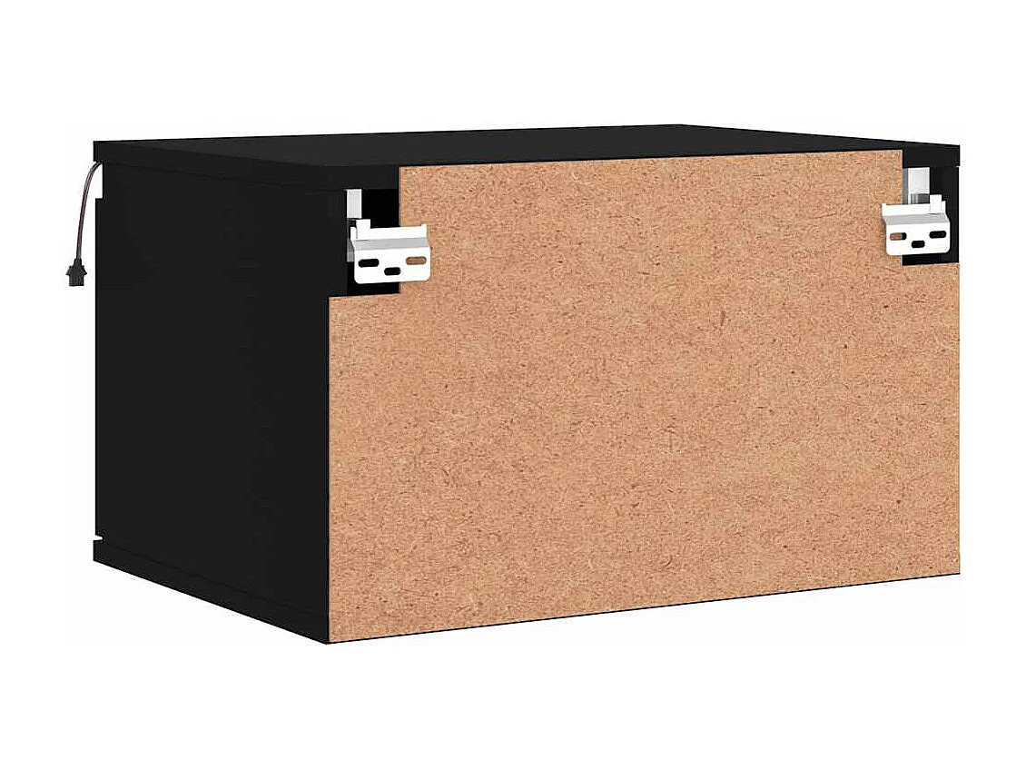 Mesita de noche de pared con luces LED negro